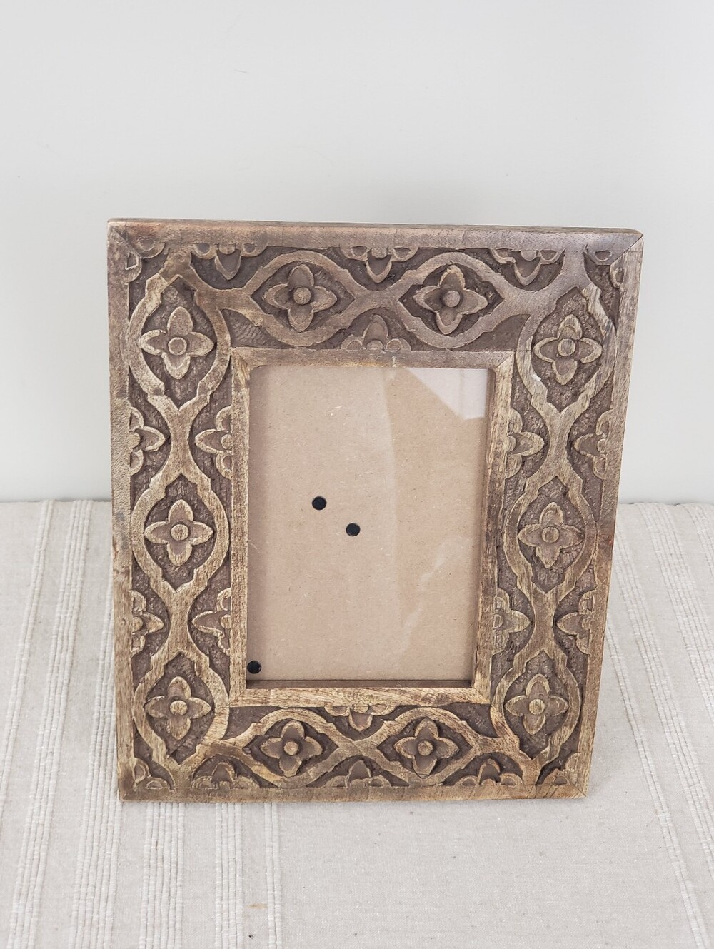 Vintage Hand Carved Wood Picture Frame Boho Trellis 5x7